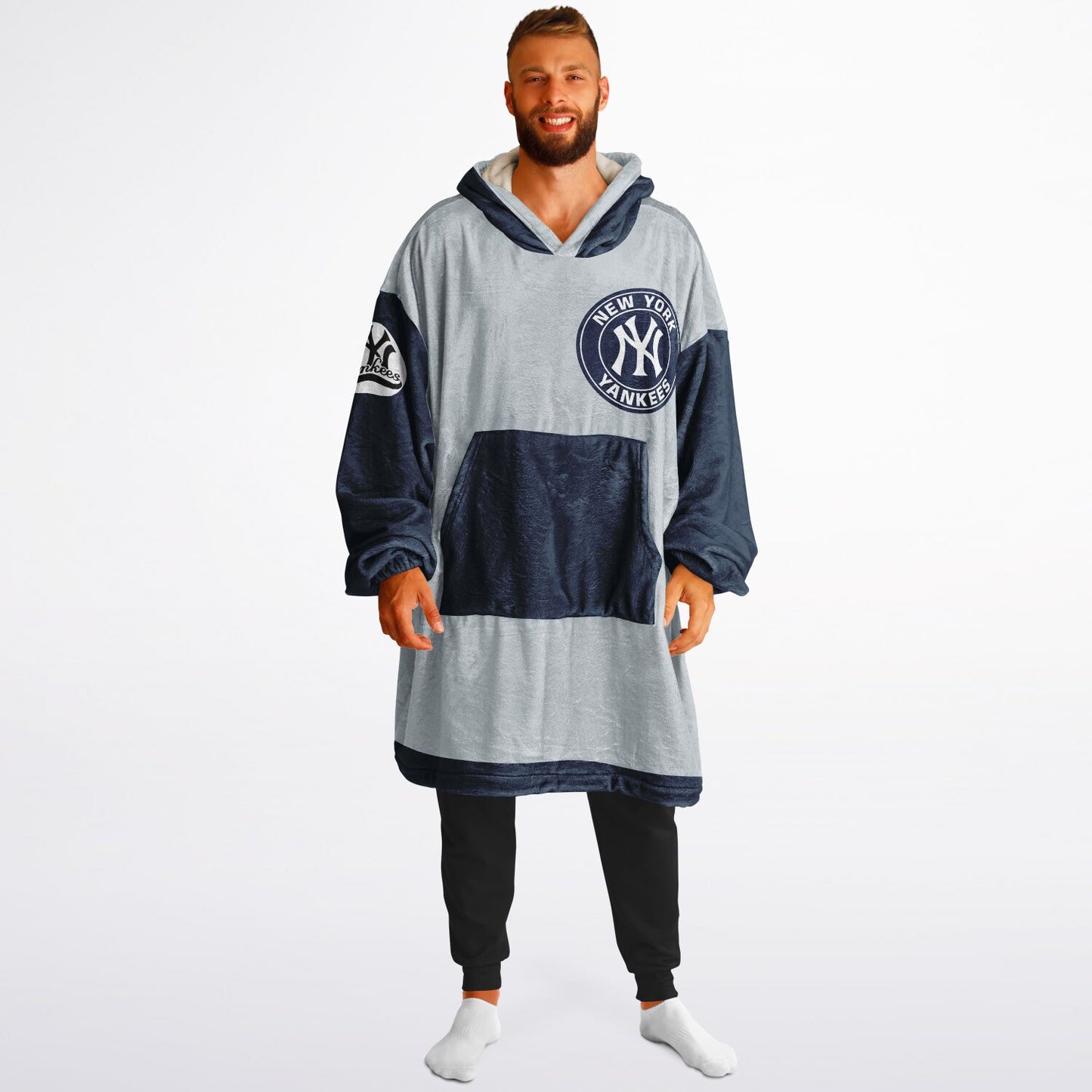 NY Yankees Grey Oversized Cuddle Hoodie