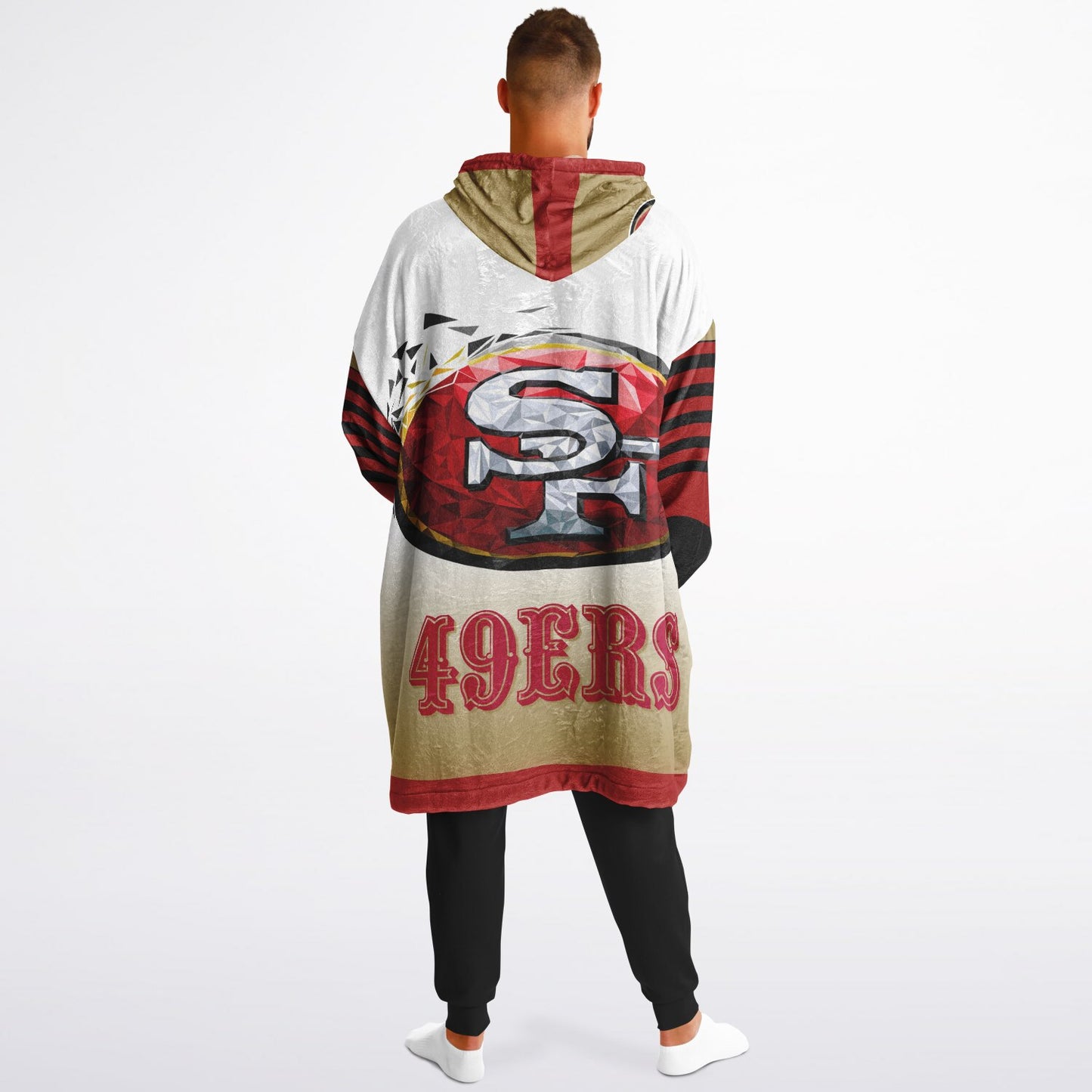 49ers White Gradient Cozy Oversize Cuddle Hoodie 49ers Cozy Hooded Blanket Gift