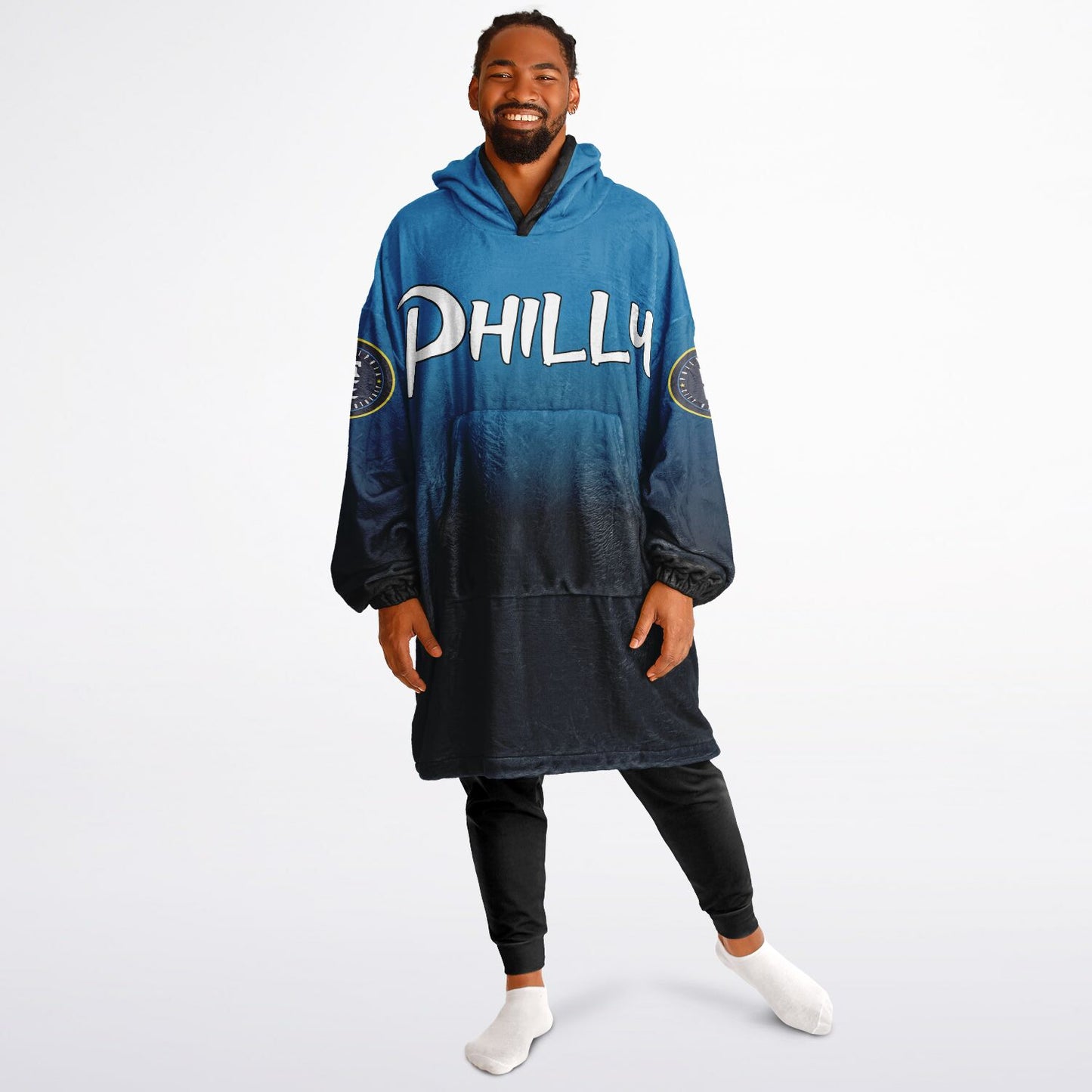 Phillies City Connect Look Hoodie Cuddle Hoodie Blue & Black Phillies Gradient Hoodie Philly Baseball Cuddle Hoodie Fan Gift for Her Gift for Him Philly Baseball Fan Gift