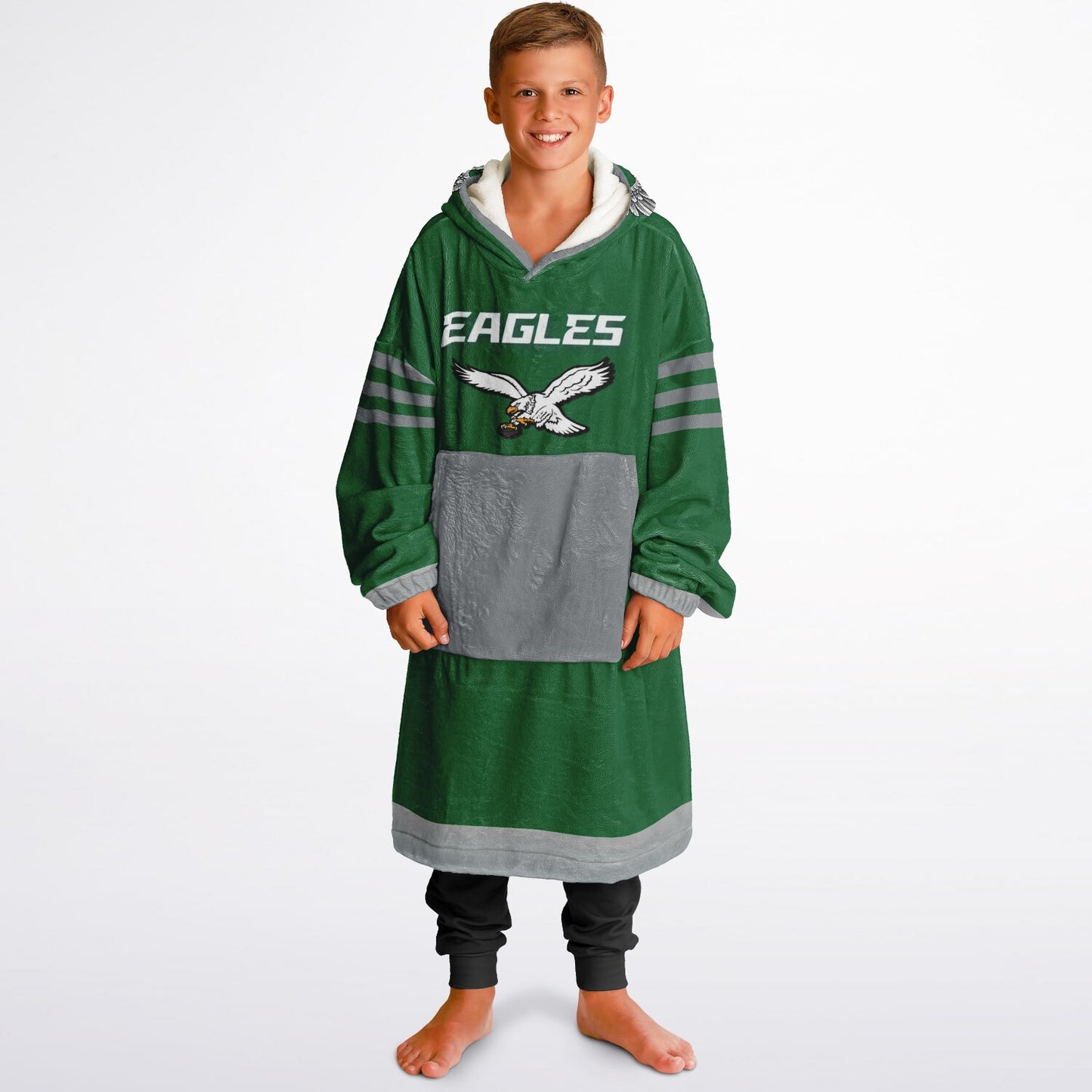 Youth Eagles Hoodie Blanket Youth Eagles Retro Kelly Green Cuddle Hoodie