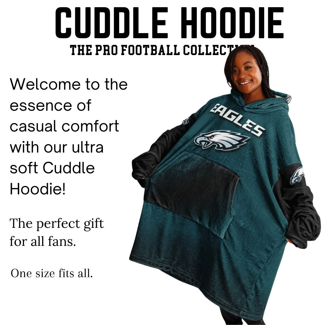 Eagles Home Green & Black Sleeves  "Born To Win" "Fly Eagles Fly"  Cuddle Hoodie