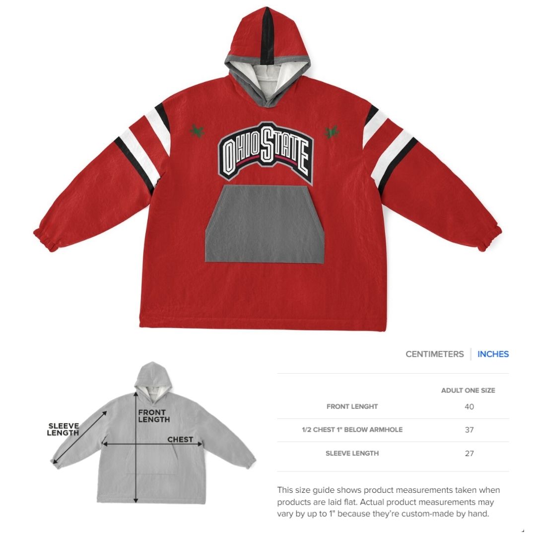 Ohio State Football Cuddle Hoodie Scarlet & Grey