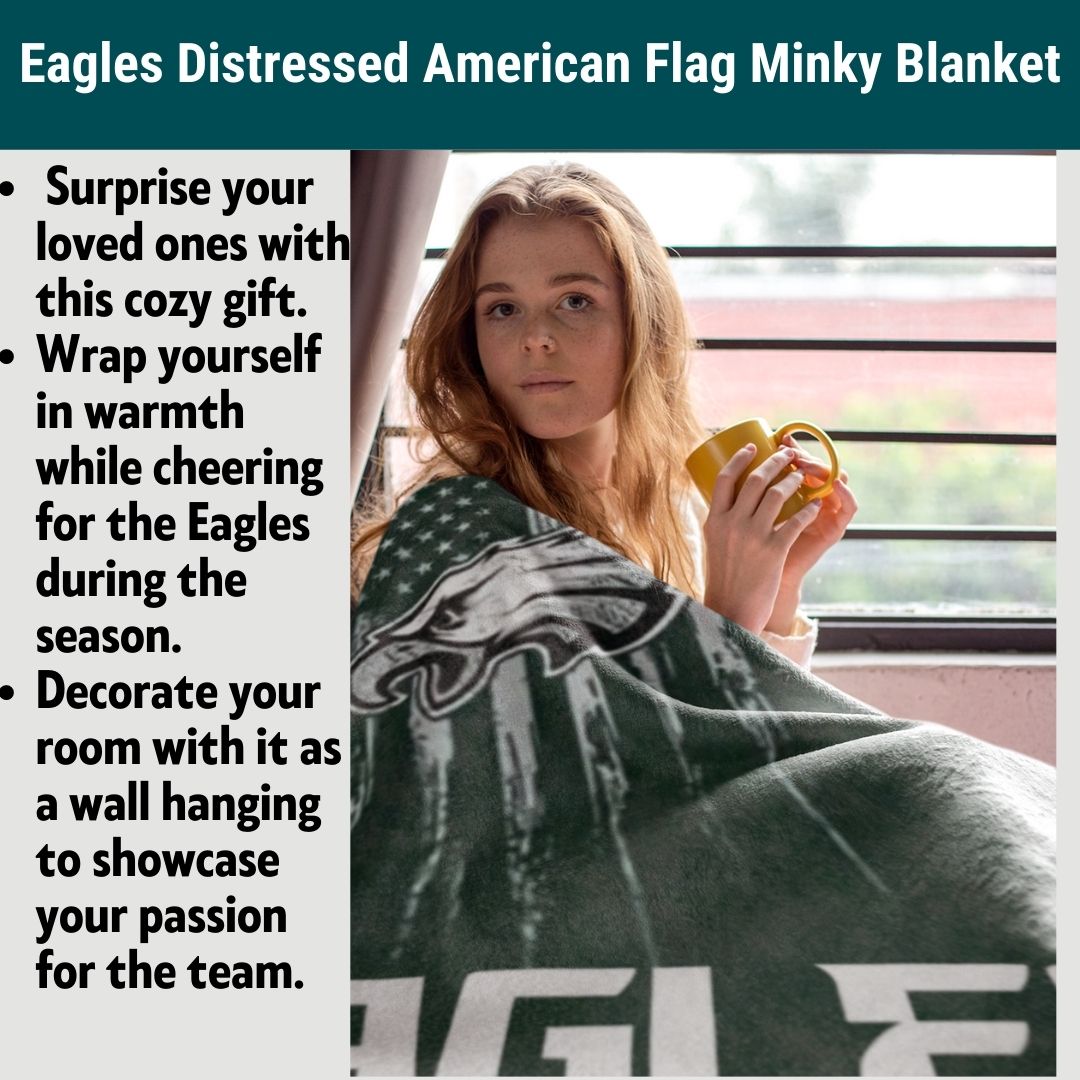 Eagles Blanket Distressed American Flag Soft Blanket Perfect Gift Idea Philly Football Throw Blanket to Watch Eagles Games Sports Home Decor