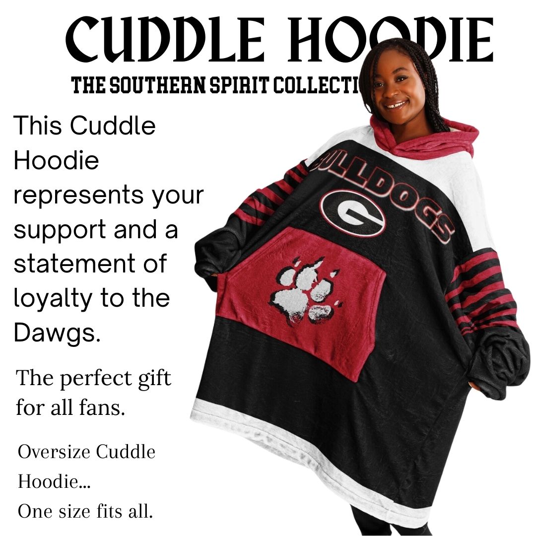 Georgia State Dawg  Black with White Bulldogs Cozy Cuddle Hoodie