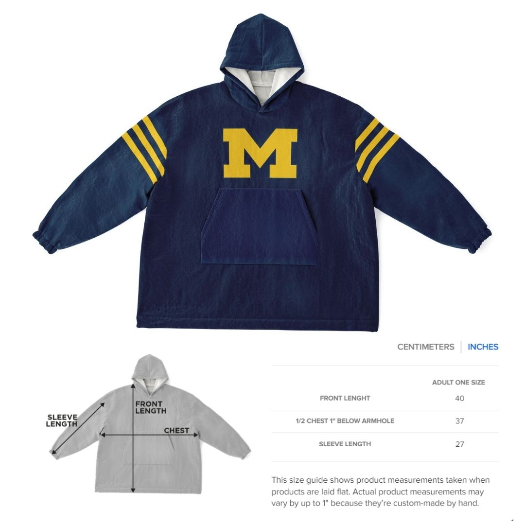 Classic Michigan Football Cuddle Hoodie Blue & Maize