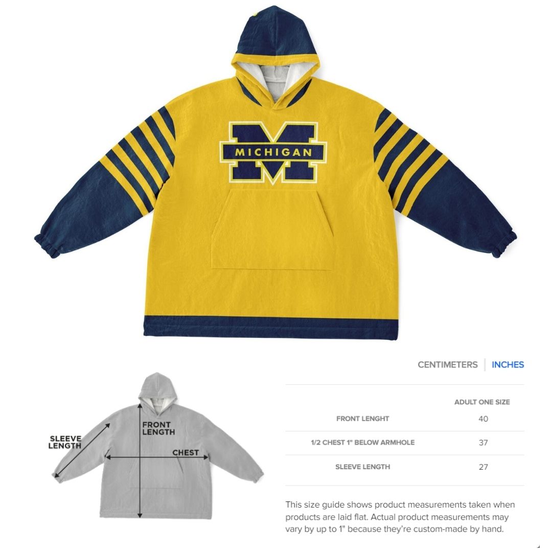 Michigan Football Cuddle Hoodie Maize & Blue Wolverines