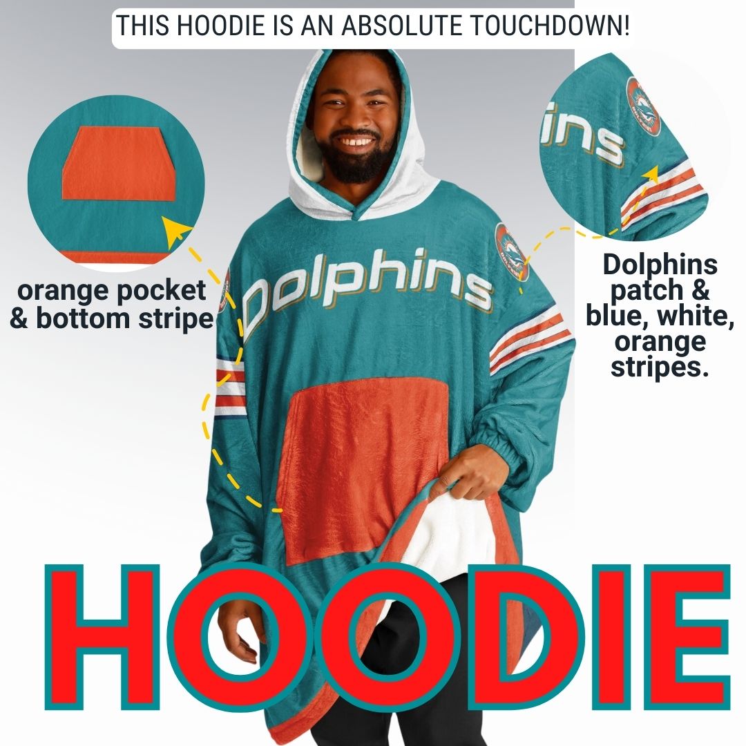 Miami Dolphins Aqua Football Cuddle Hoodie