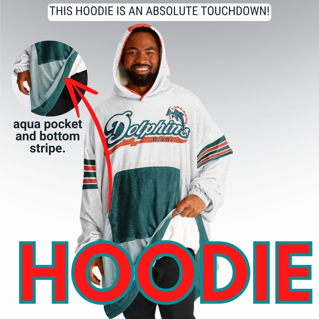 Miami Dolphins Retro White Football Cuddle Hoodie