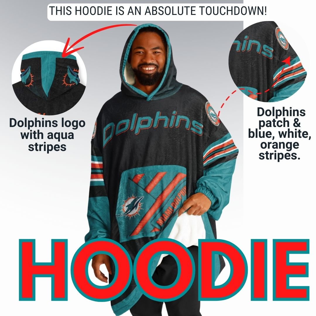 Miami Dolphins "Dramatic Blitz" Black Football Cuddle Hoodie