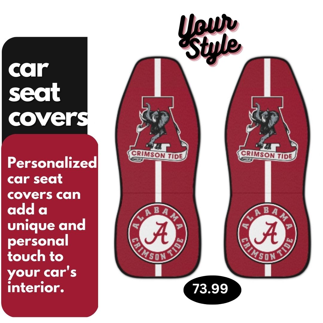 Car Seat Alabama Car Seat Covers, white & striped car seat covers, Alabama fan gift, car accessories gift, college student gift