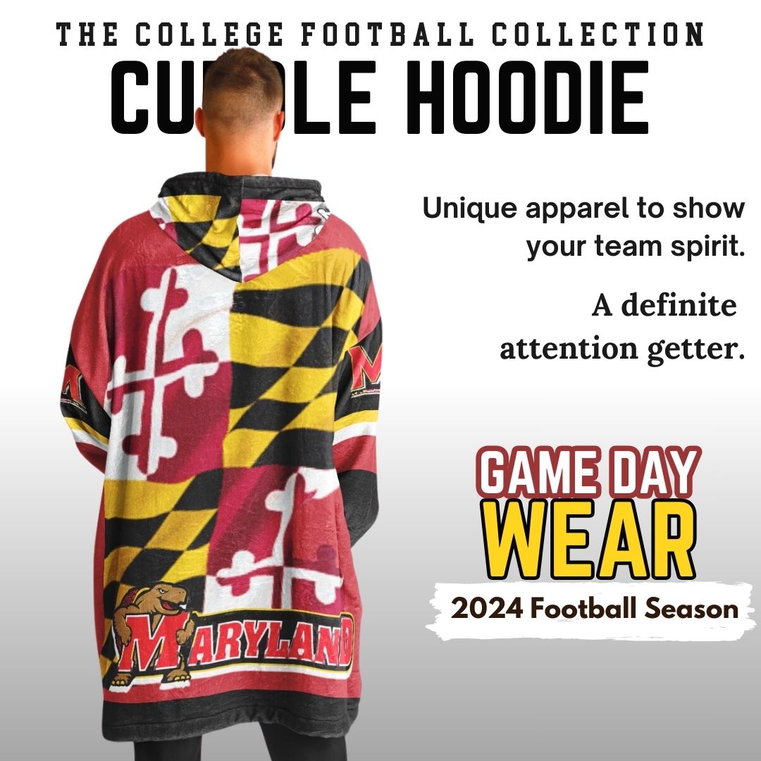 Maryland Terps Red Oversize Hooded Blanket Maryland Cuddle Hoodie Gift for Fans & Alumni