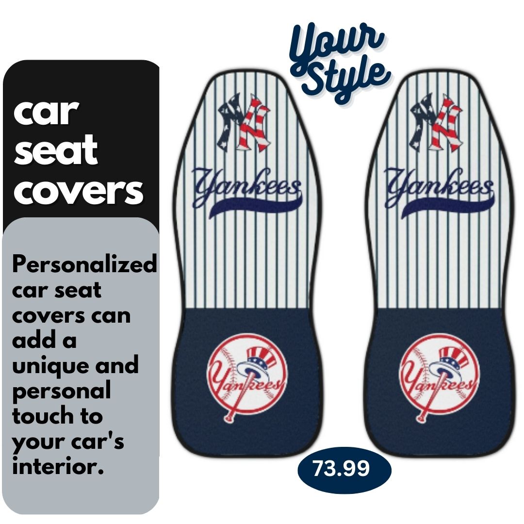 NY Yankees Car Seat Covers NY Red White & Blue NY w/ Striped Back & Navy Seat Vehicle Seat Covers NY Yankees Fan Gift Car Accessories Gift