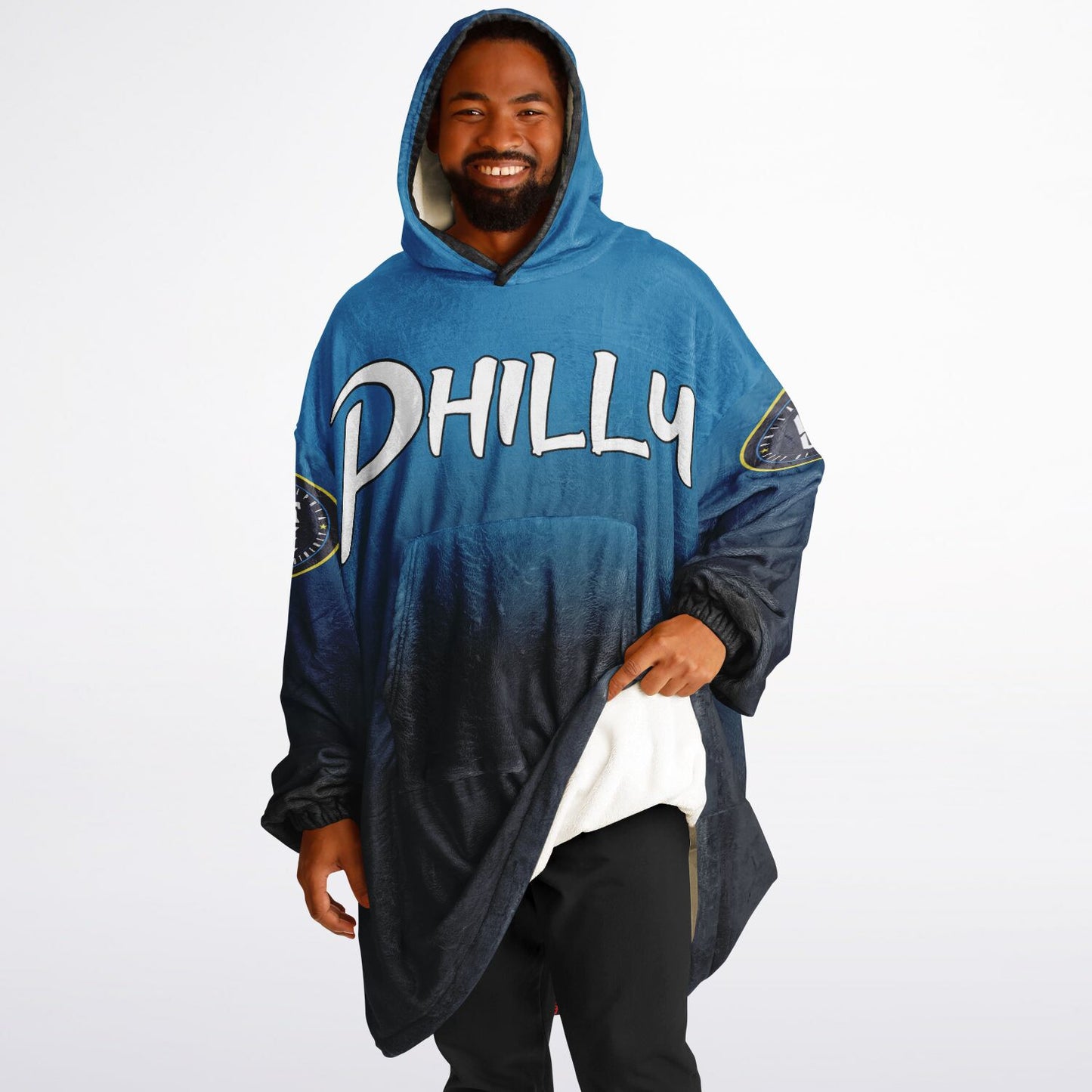 Phillies City Connect Look Hoodie Cuddle Hoodie Blue & Black Phillies Gradient Hoodie Philly Baseball Cuddle Hoodie Fan Gift for Her Gift for Him Philly Baseball Fan Gift