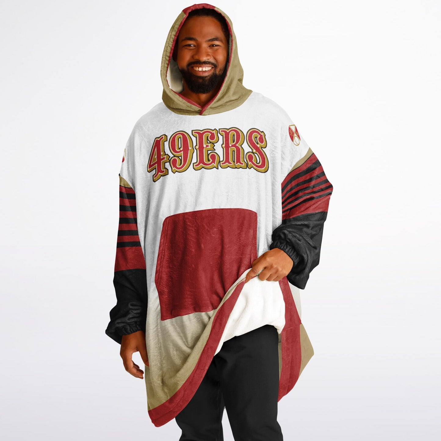 49ers White Gradient Cozy Oversize Cuddle Hoodie 49ers Cozy Hooded Blanket Gift