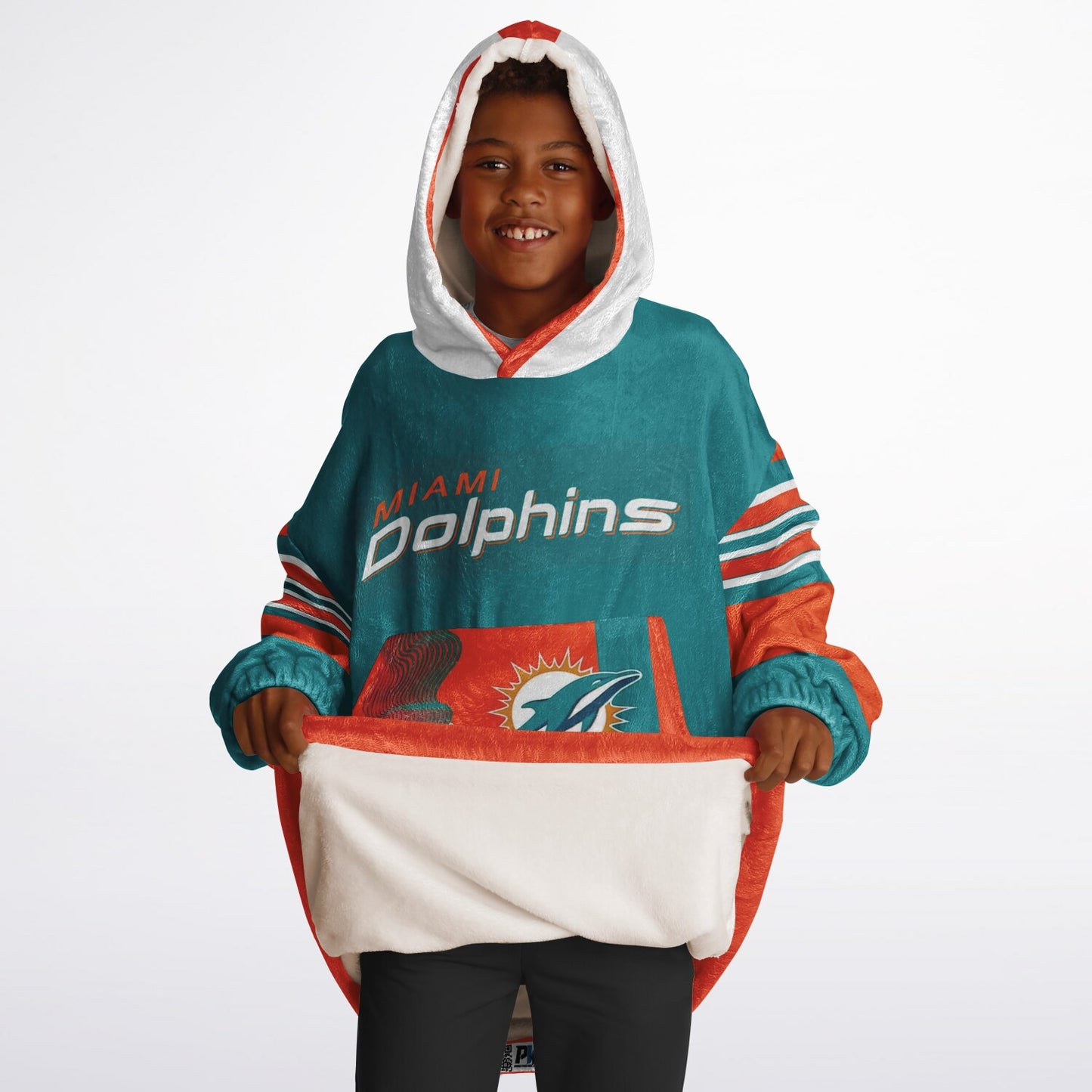 Youth Miami Dolphins Aqua Oversize Cuddle Hoodie Young Fan Gift From Fan