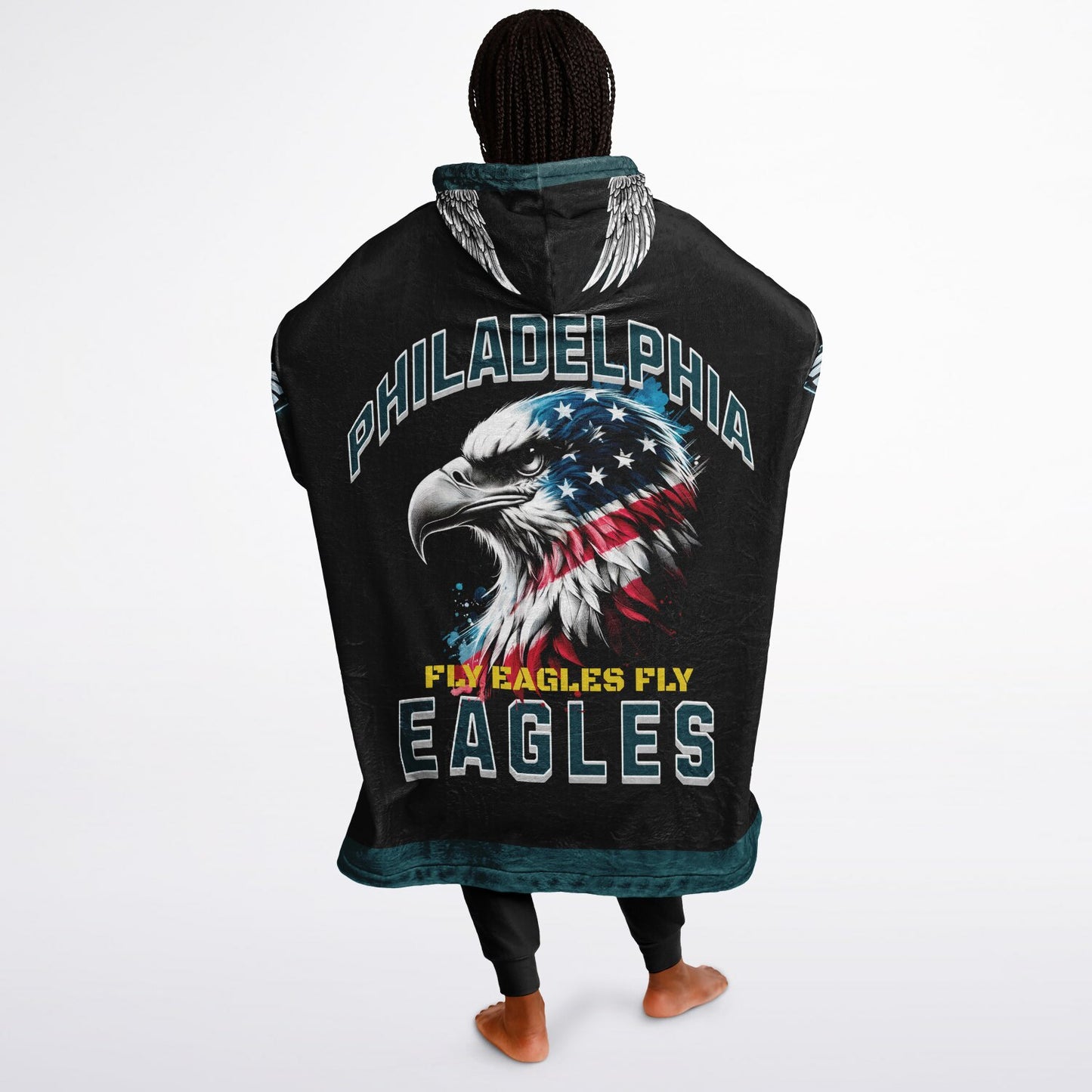 Eagles Military Black American Eagle  "Fly Eagles Fly" Cuddle Hoodie  Gift for Fans