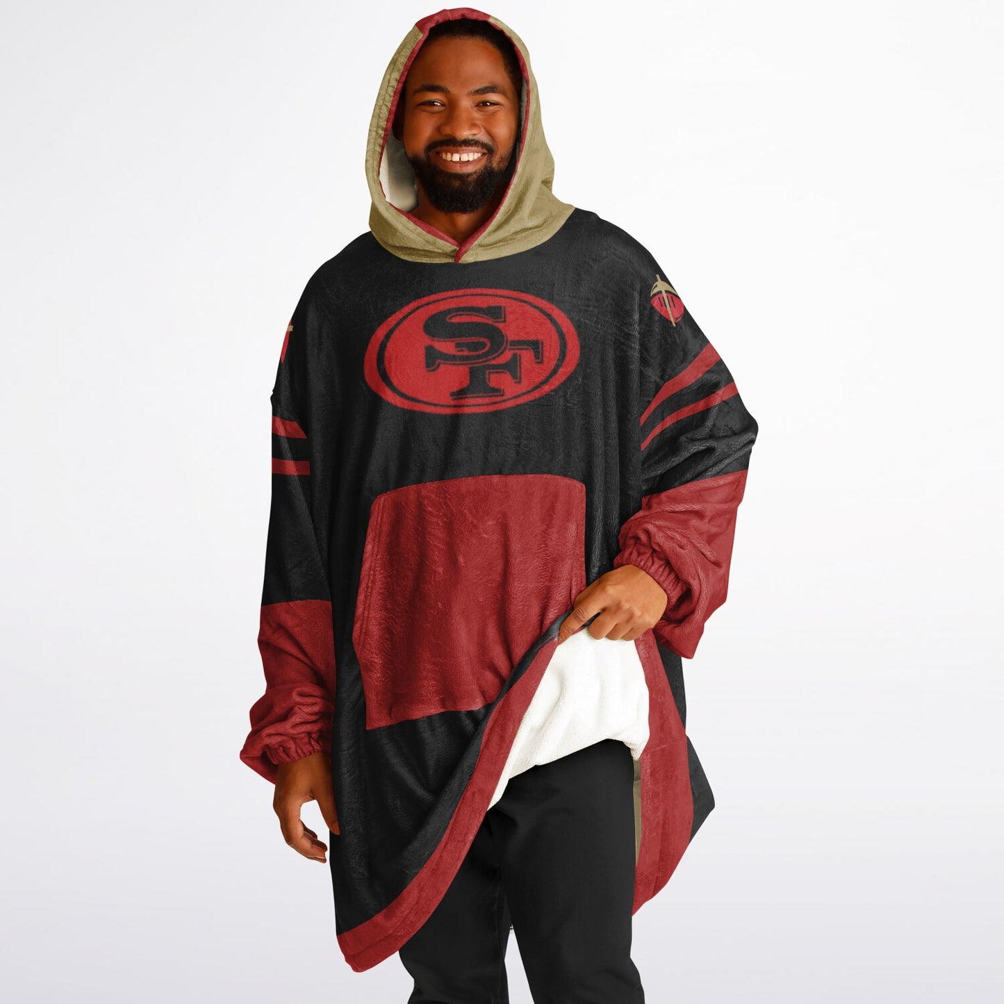 49ers Black Oversize Cuddle Hoodie San Francisco 49ers Cozy Hooded Blanket Gift