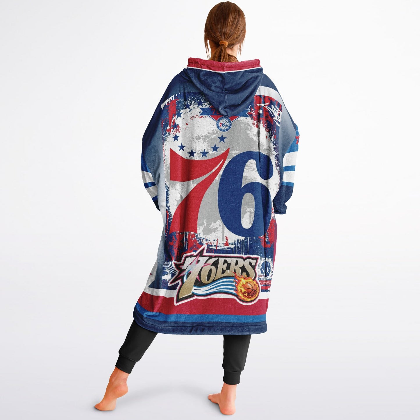 Philadelphia 76ers  Basketball Oversize Blue Hooded Blanket