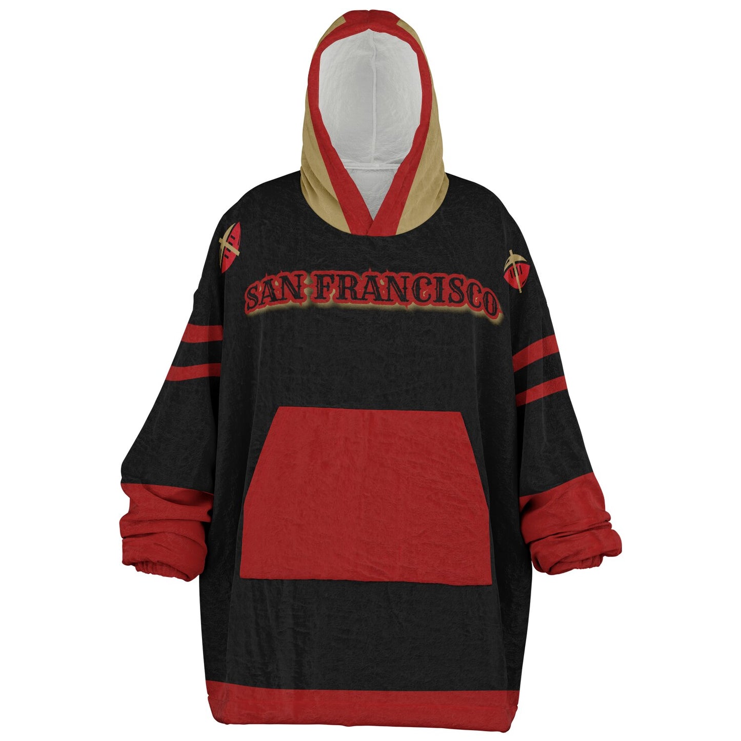 49ers Black Oversize Cuddle Hoodie San Francisco 49ers Cozy Hooded Blanket Gift