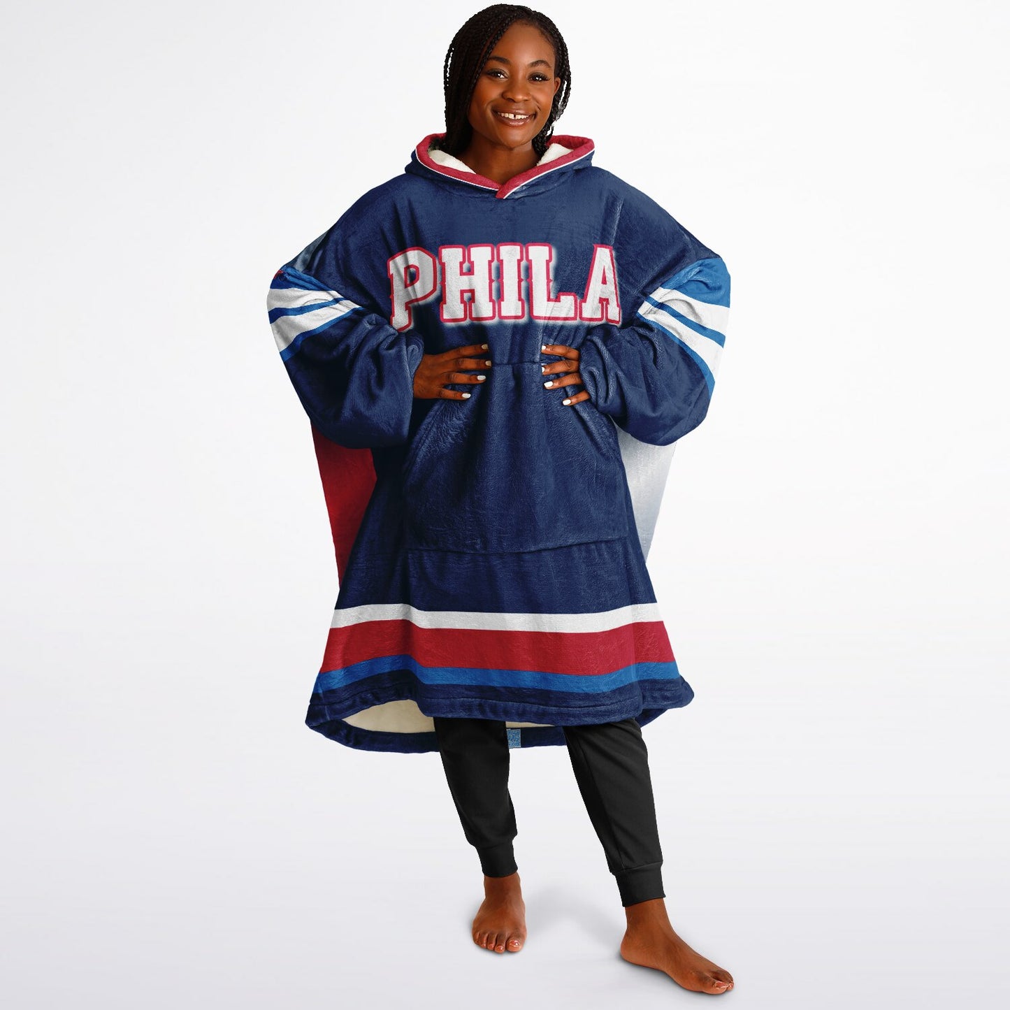 Philadelphia 76ers  Basketball Oversize Blue Hooded Blanket