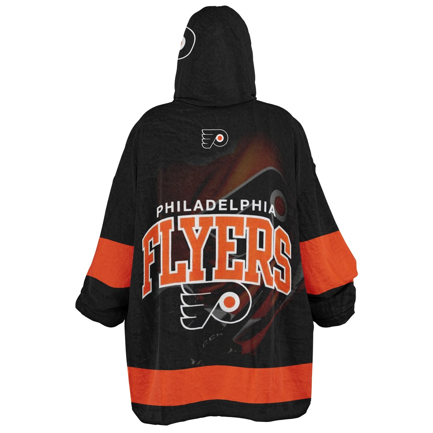 Phila Flyers Hockey Black Oversize Hooded Blanket