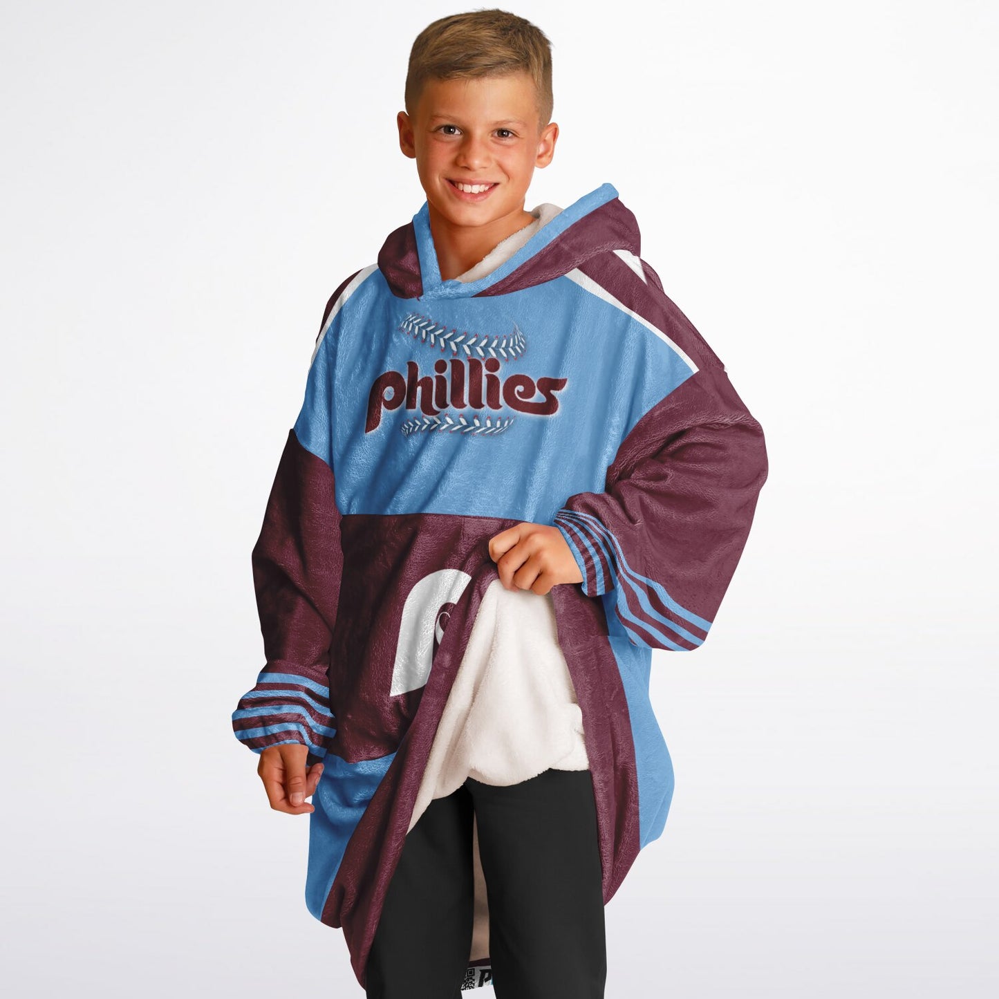 Youth Phillies Retro Light Blue Cuddle Hoodie Great Gift for Young Fans