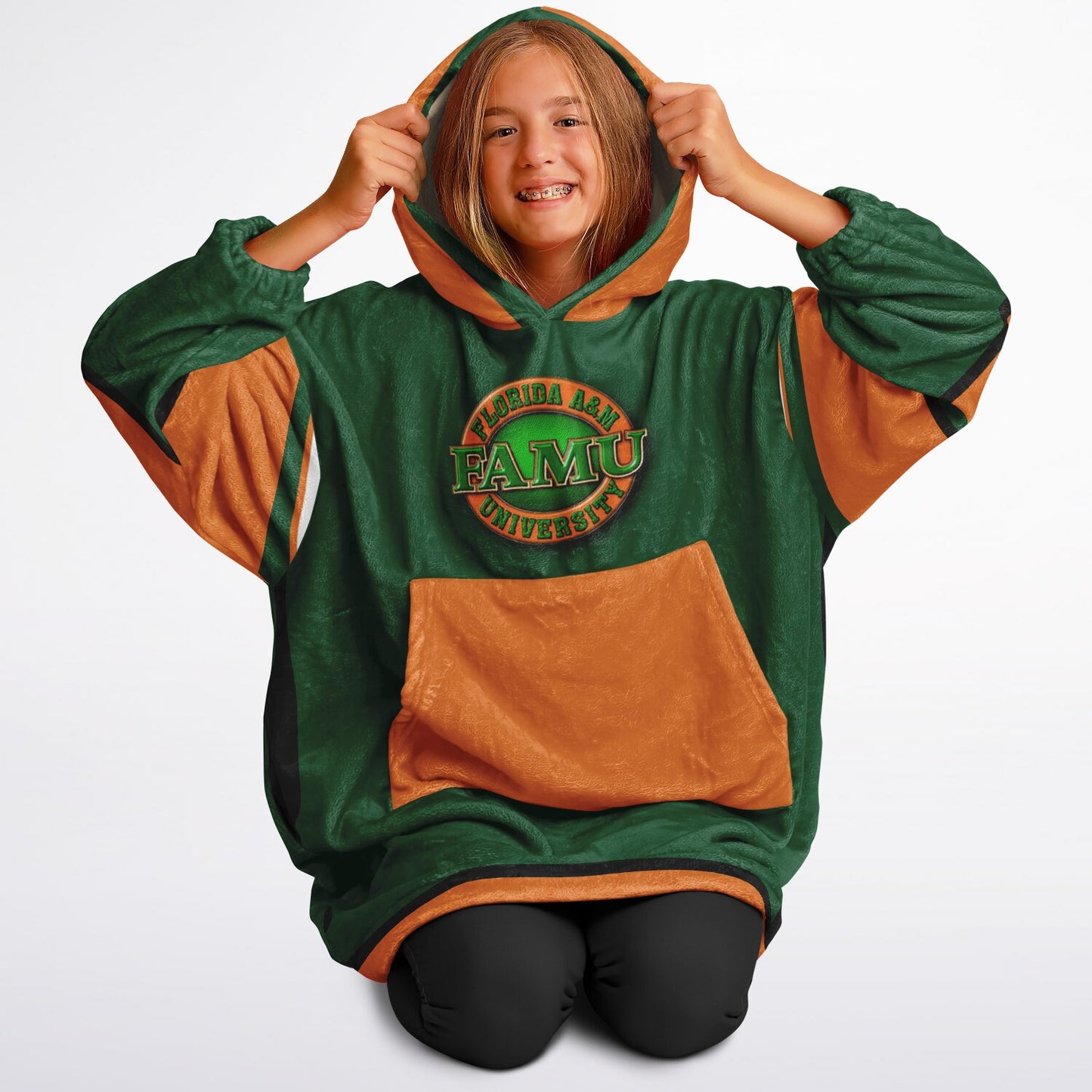 Youth FAMU Rattlers Green Oversize Cuddle Hoodie Young Fan Gift From Alumni