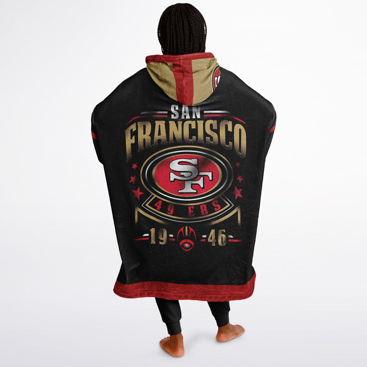 49ers Black Oversize Cuddle Hoodie San Francisco 49ers Cozy Hooded Blanket Gift