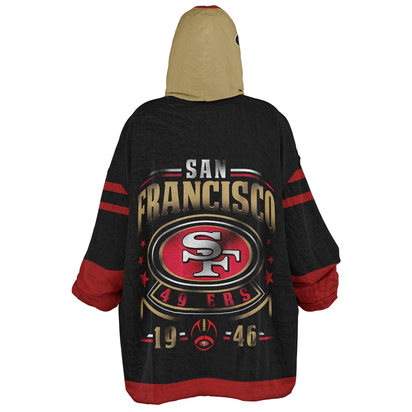 49ers Black Oversize Cuddle Hoodie San Francisco 49ers Cozy Hooded Blanket Gift
