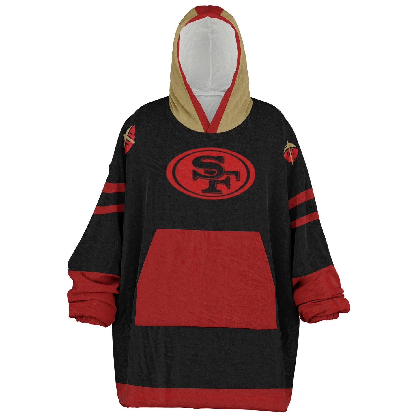 49ers Black Oversize Cuddle Hoodie San Francisco 49ers Cozy Hooded Blanket Gift