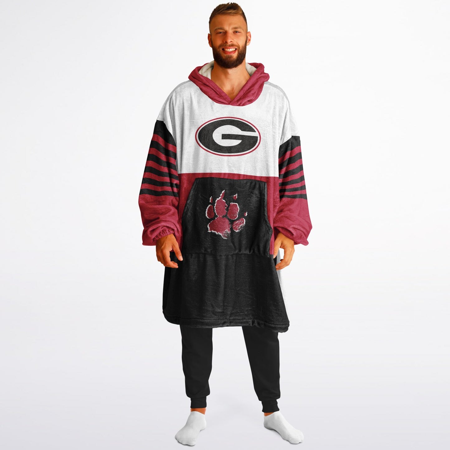 Georgia White Tri-Color Dawgs Cozy Cuddle Hoodie Best Gift for Dawg Fans & Alumni