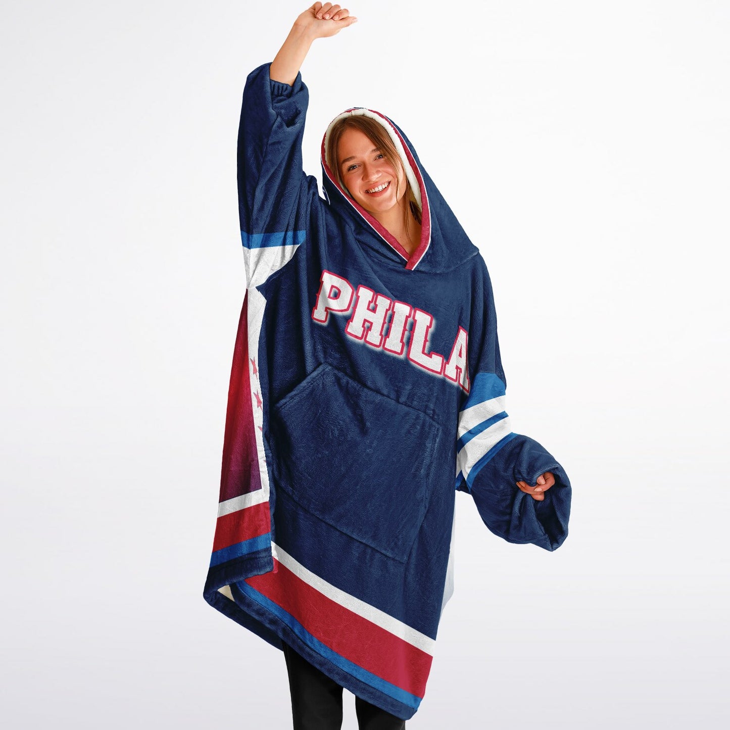 Philadelphia 76ers  Basketball Oversize Blue Hooded Blanket