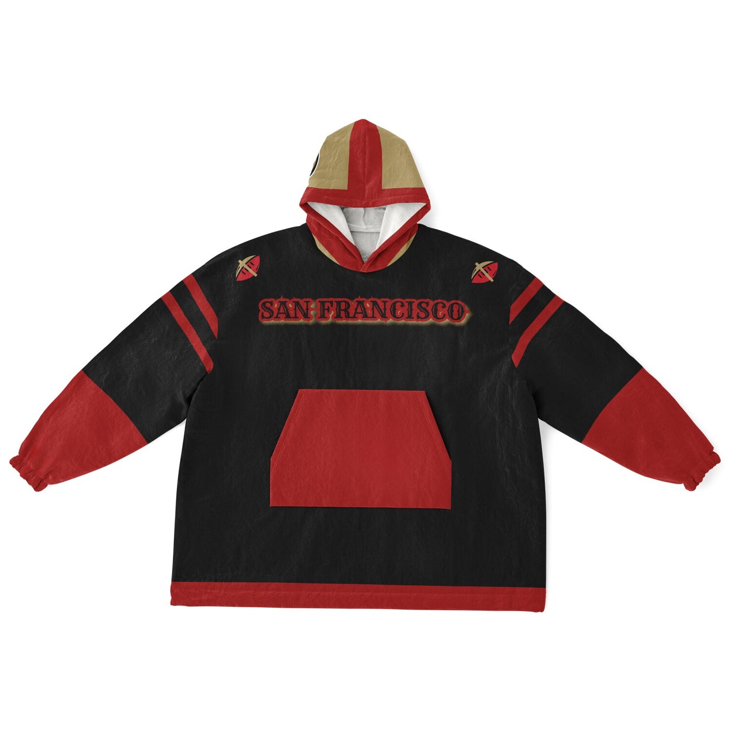 49ers Black Oversize Cuddle Hoodie San Francisco 49ers Cozy Hooded Blanket Gift
