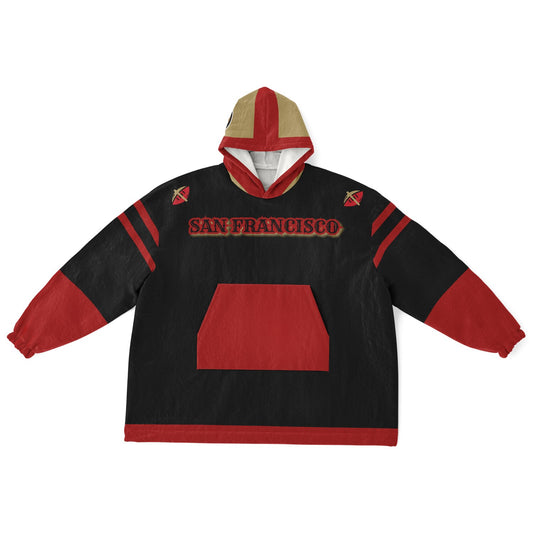 49ers Black Oversize Cuddle Hoodie San Francisco 49ers Cozy Hooded Blanket Gift