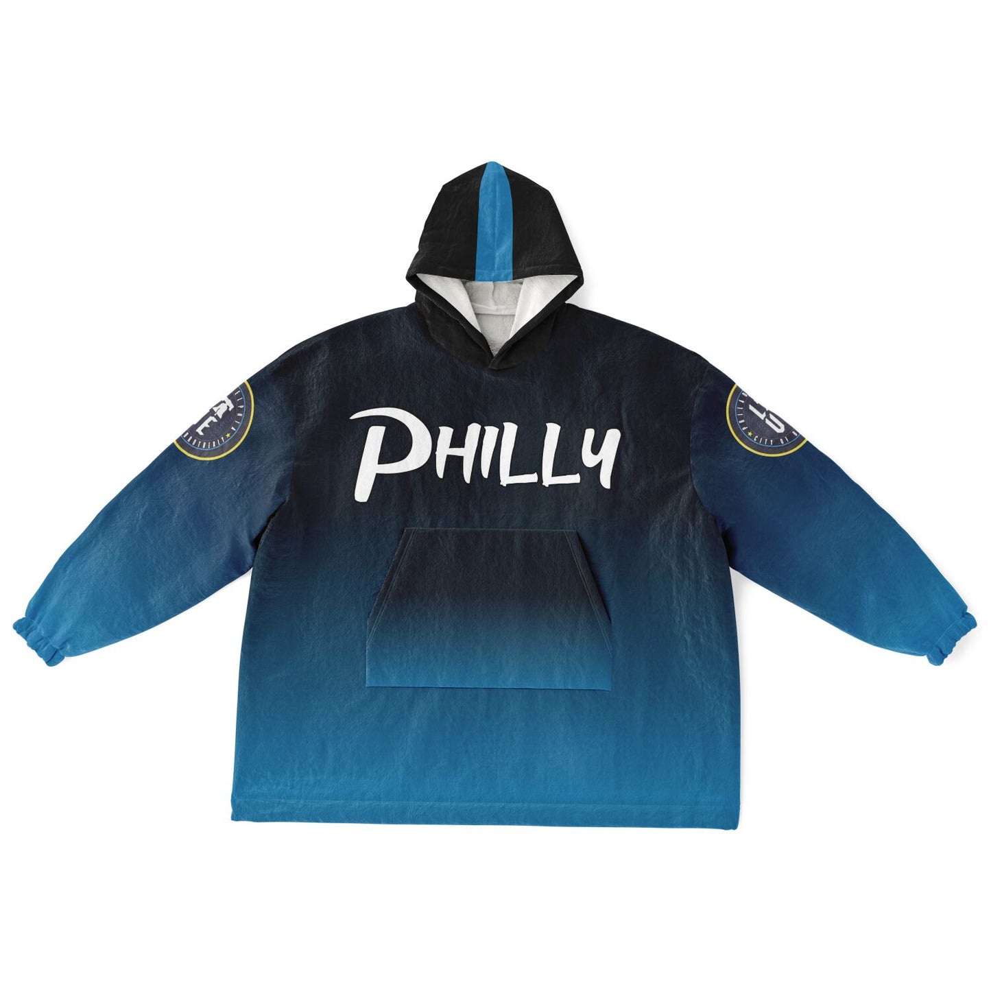 Phillies City Connect Look Hoodie Cuddle Hoodie Black & Blue Phillies Gradient Hoodie Philly Baseball Cuddle Hoodie Fan Gift for Her Gift for Him Philly Baseball Fan Gift