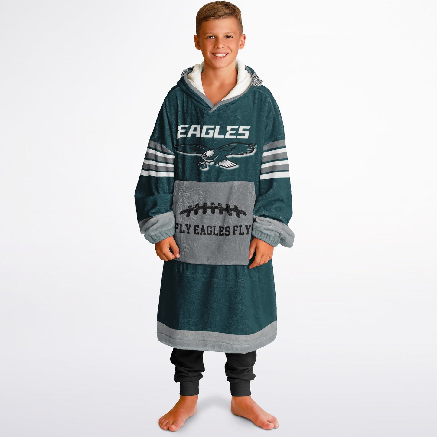 Youth Eagles Hoodie Blanket Green Pocket Youth Eagles Claw Home Green Cuddle Hoodie