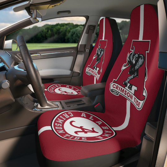 Car Seat Alabama Car Seat Covers, white & striped car seat covers, Alabama fan gift, car accessories gift, college student gift