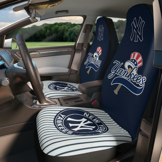 NY Yankees Car Seat Covers, black & pinstriped Truck seat covers, NY Yankees fan gift, car accessories gift