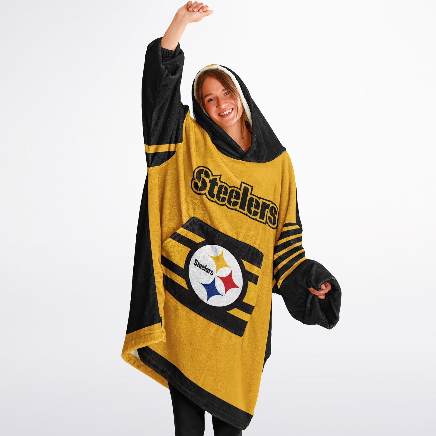 Pittsburgh Steelers Gold & Black Oversize Cuddle Hoodie Gift for Fans