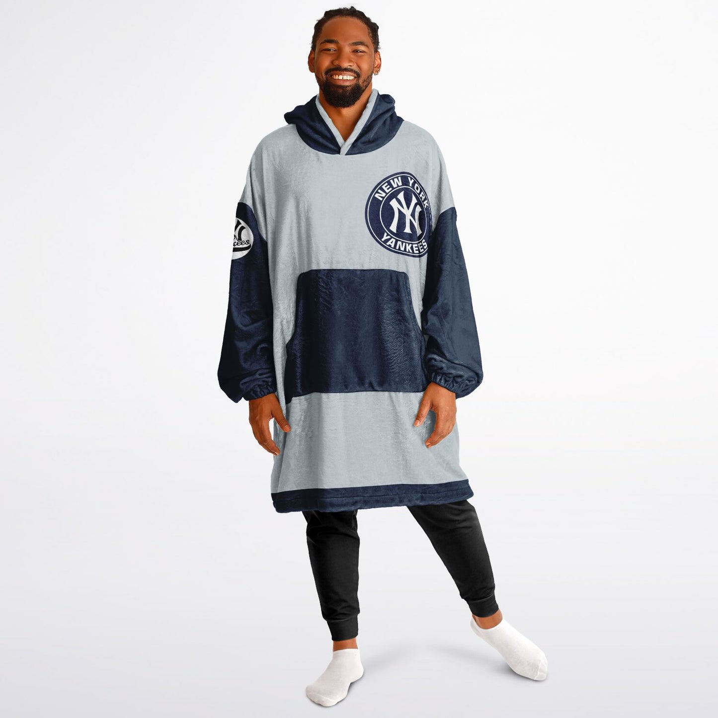 NY Yankees Grey Oversized Cuddle Hoodie