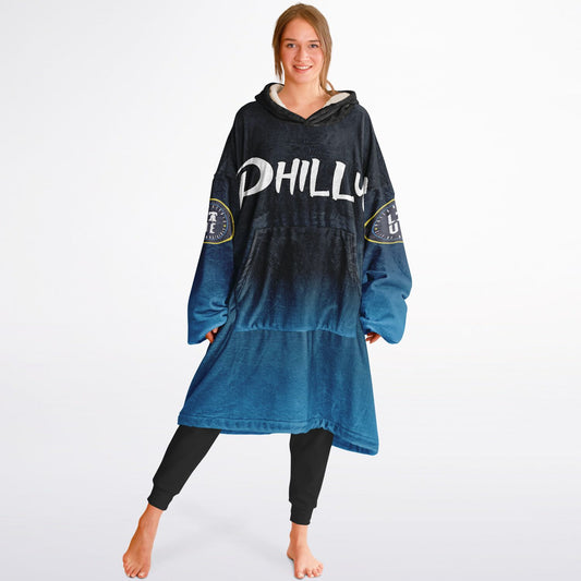 Phillies City Connect Look Hoodie Cuddle Hoodie Black & Blue Phillies Gradient Hoodie Philly Baseball Cuddle Hoodie Fan Gift for Her Gift for Him Philly Baseball Fan Gift