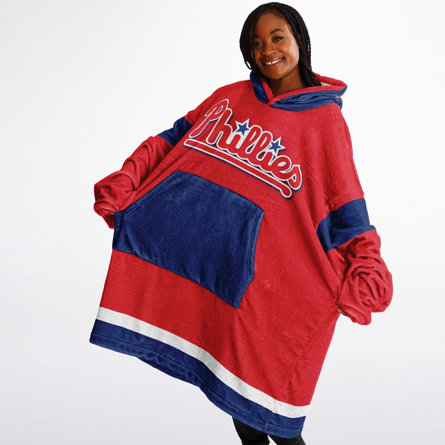 Phillies Red Cuddle Hoodie The Fightin Phillies Oversize Hooded Blanket Gift for Baseball Fans & Family