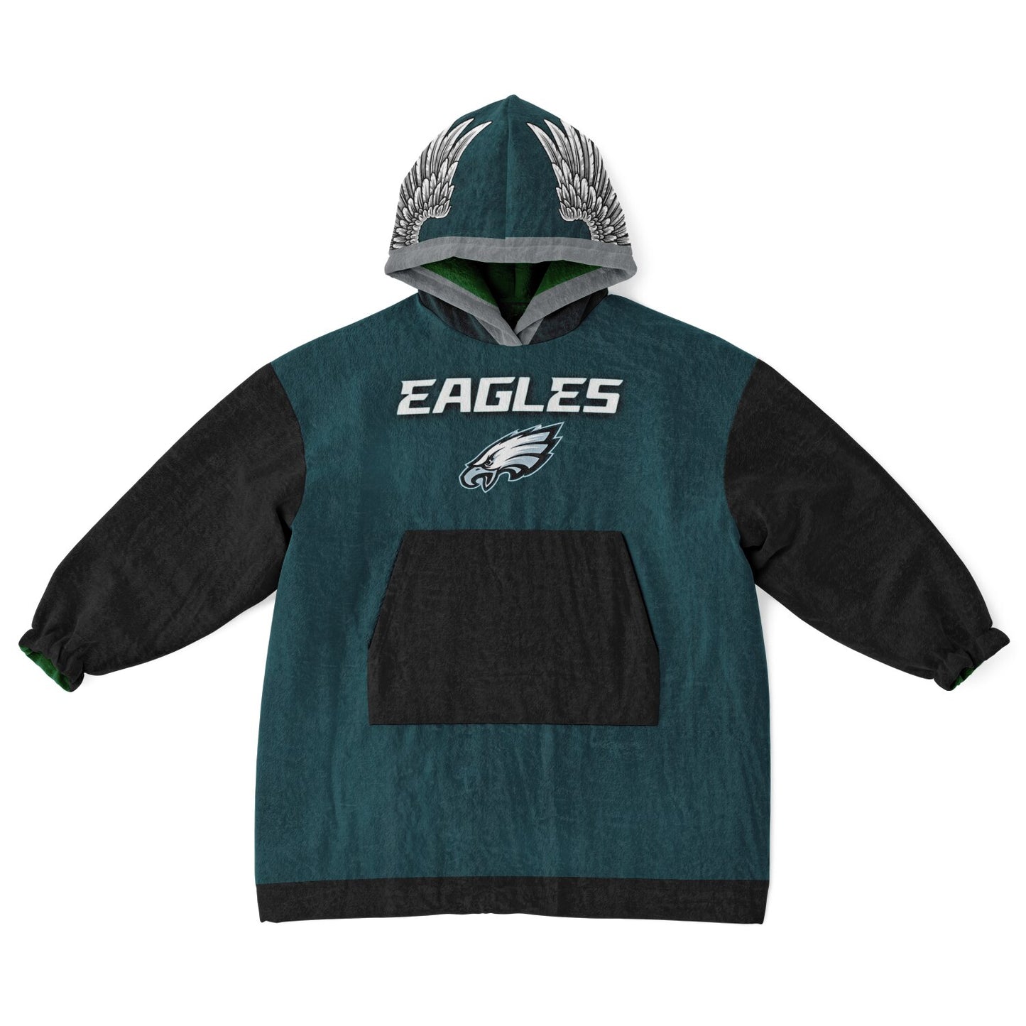 Youth  Eagles Reversible Cozy Cuddle Hoodie Eagles, 2 in 1, Green & Retro Kelly Green Hooded Blanket for Young Fans copy