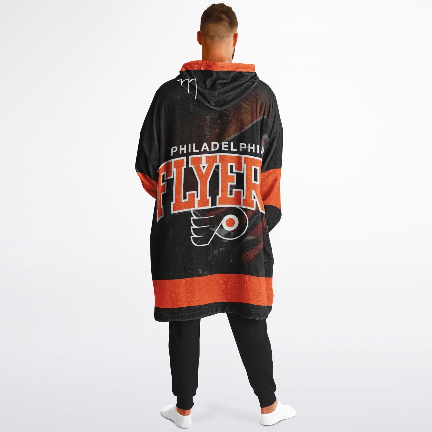 Phila Flyers Hockey Black Oversize Hooded Blanket