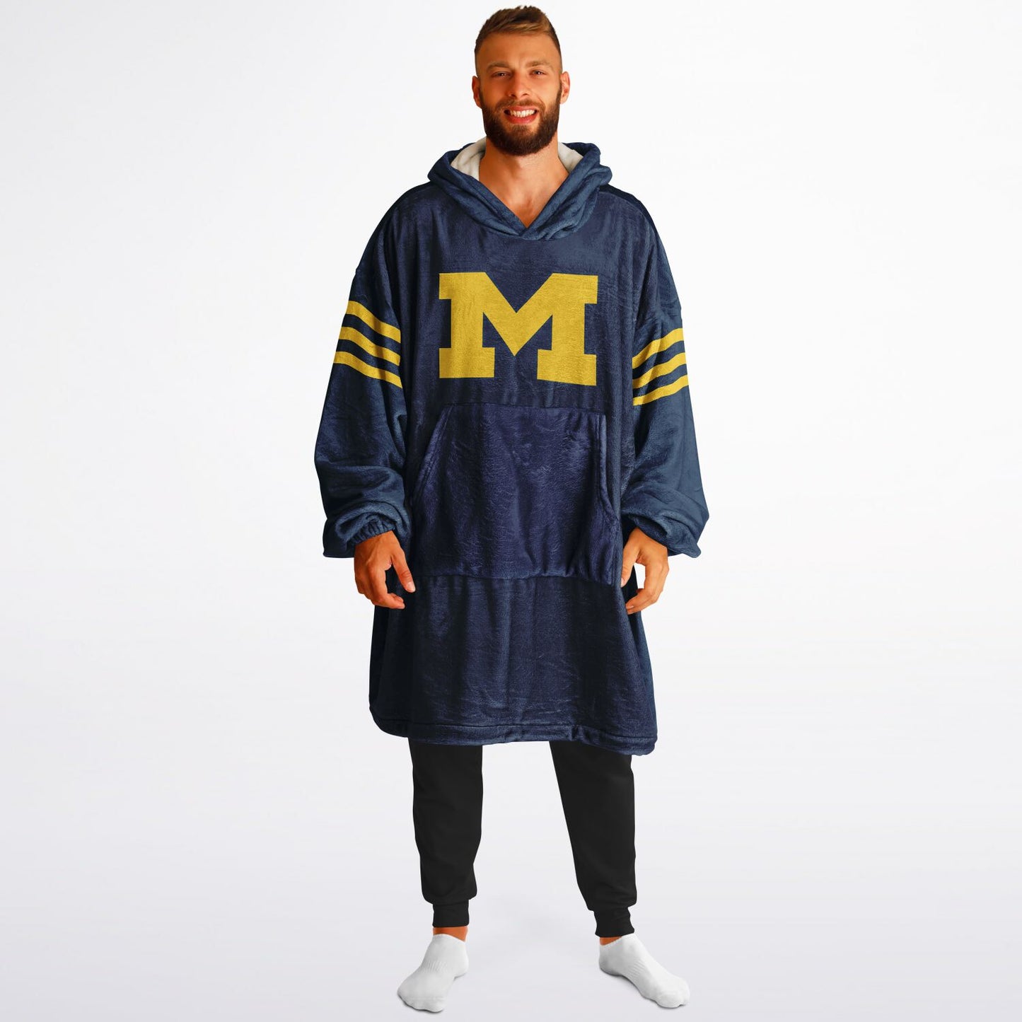 Classic Michigan Football Cuddle Hoodie Blue & Maize