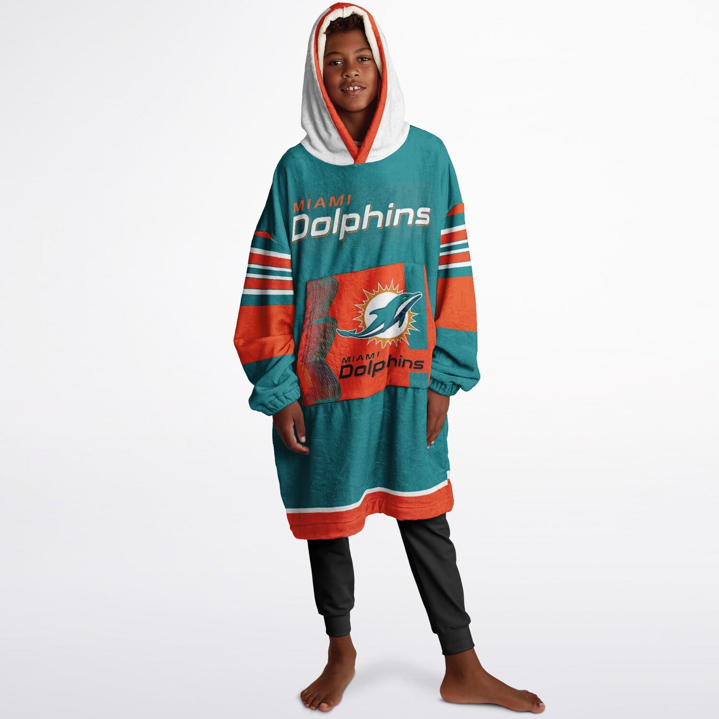 Youth Miami Dolphins Aqua Oversize Cuddle Hoodie Young Fan Gift From Fan