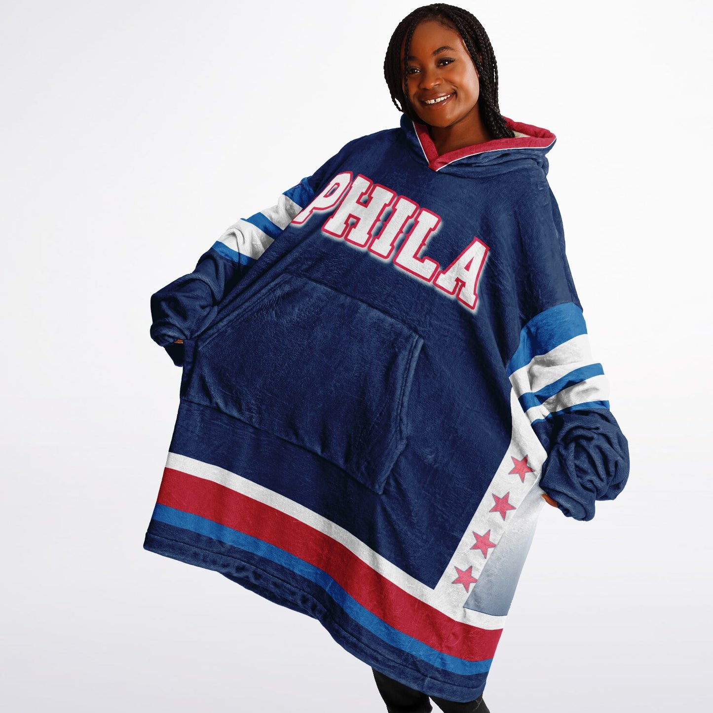 Philadelphia 76ers  Basketball Oversize Blue Hooded Blanket