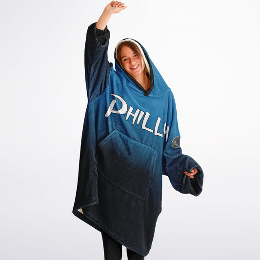 Phillies City Connect Look Hoodie Cuddle Hoodie Blue & Black Phillies Gradient Hoodie Philly Baseball Cuddle Hoodie Fan Gift for Her Gift for Him Philly Baseball Fan Gift