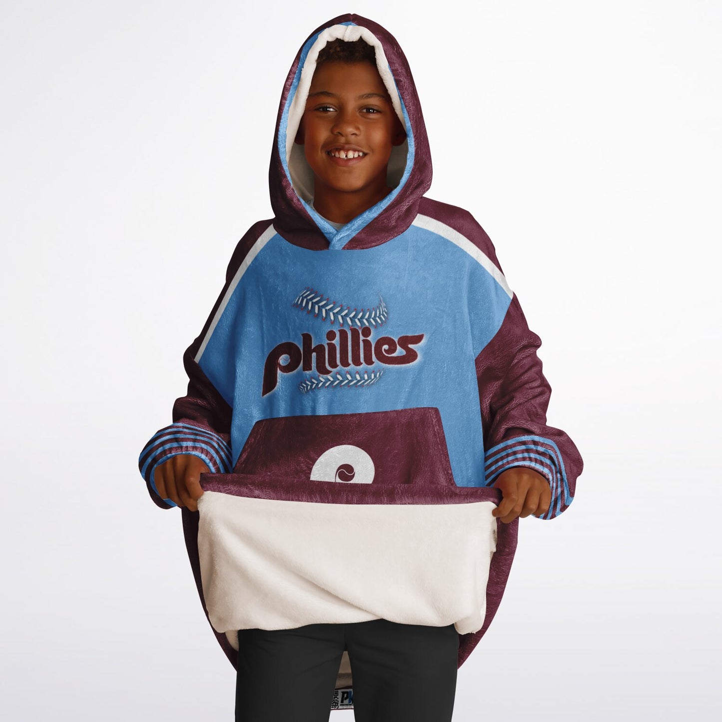 Youth Phillies Retro Light Blue Cuddle Hoodie Great Gift for Young Fans