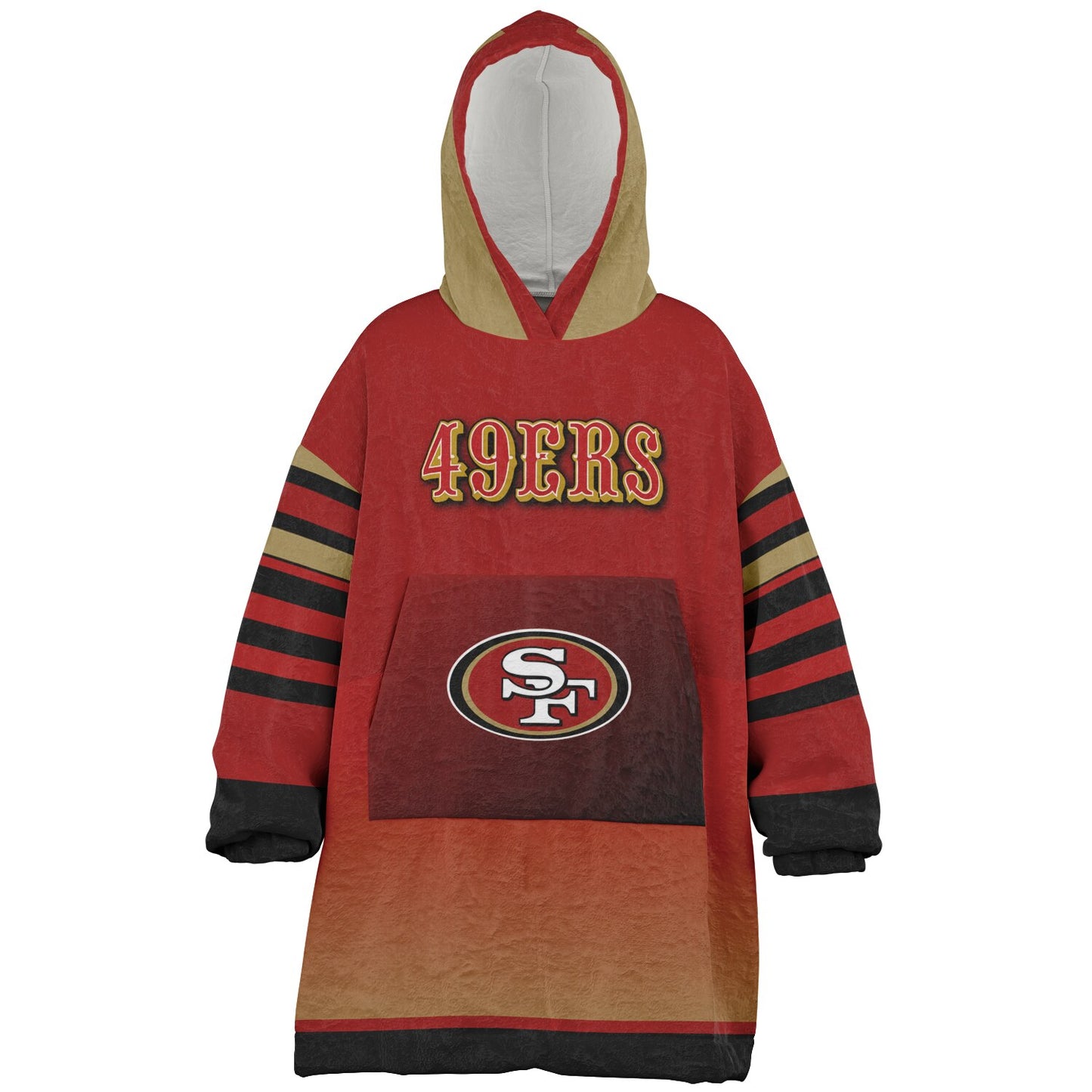 Youth 49ers Red & Black Oversize Cuddle Hoodie Young Fan Gift From Mom Dad